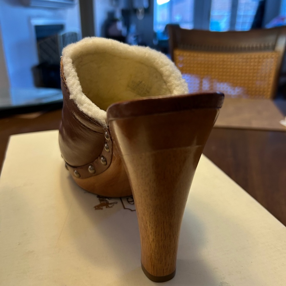 NIB Coach Brown Leather Georgia Mules with Stud Accents - Picture 3 of 10